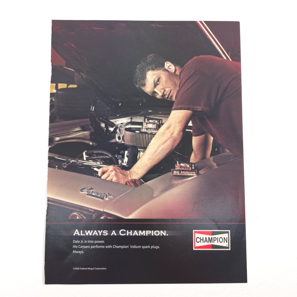 CHAMPION Advertising Print Ad Dale Earnhardt Jr Camaro Car Show Garage Art 2006